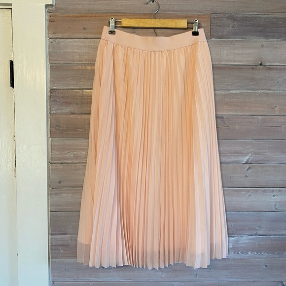 Quince soft pink chiffon pleated flowy skirt size small - Picture 4 of 8